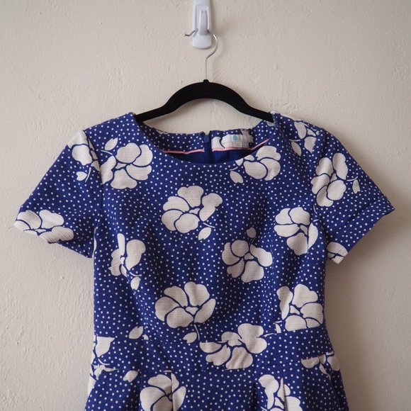 Boden Blue Sierra Floral Textured Dress sz US Petite 6P - Picture 5 of 7
